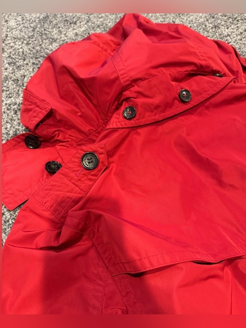 Burberry Balmoral Red Short Trench Coat Hooded Belted Jacket US 14 EUC - Picture 12 of 16